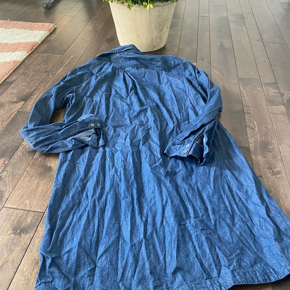 OLD NAVY Womens Tall Large Blue Button-Up Shirt Dress - Picture 5 of 6
